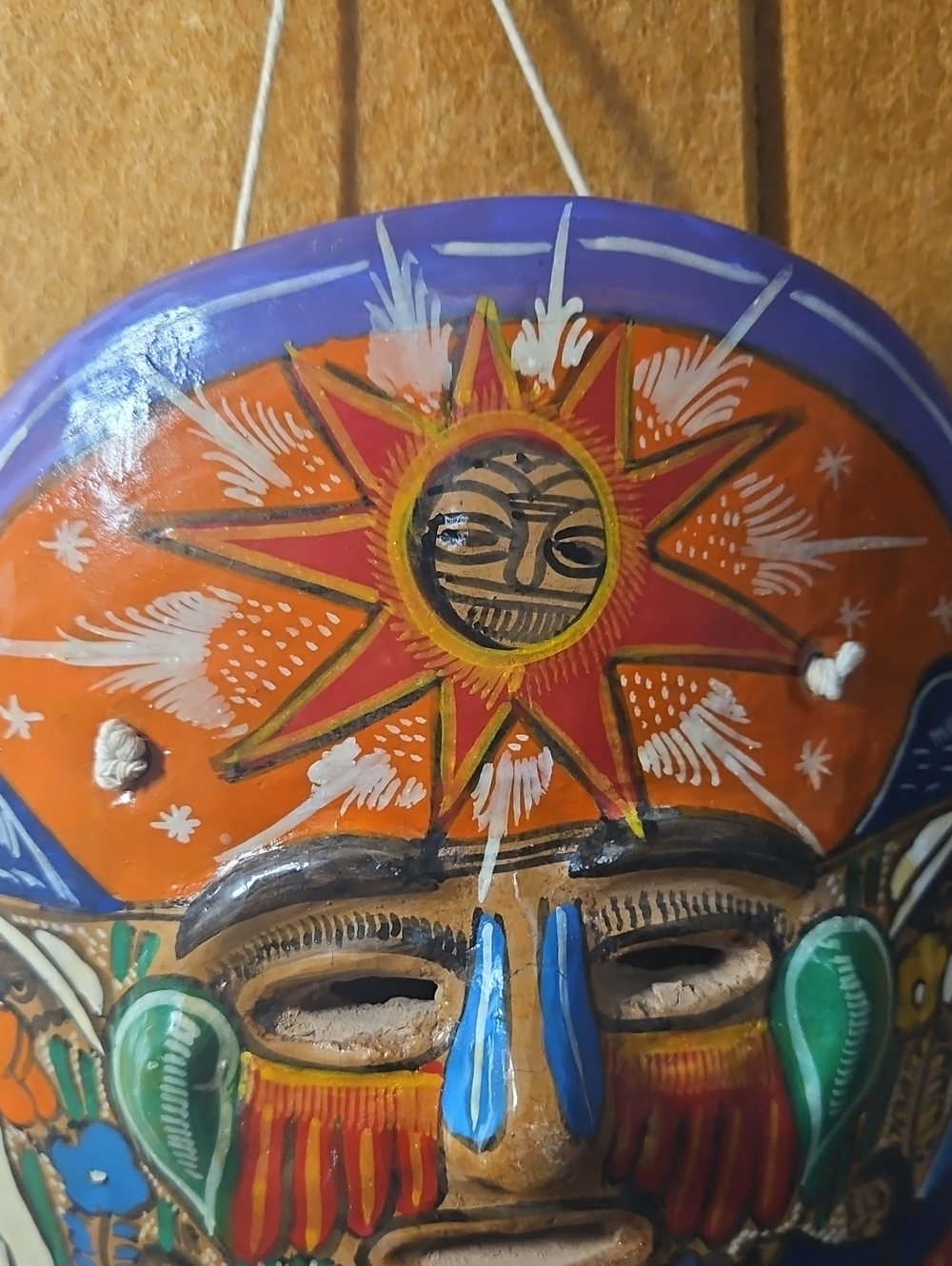 Mexican Terracotta Wall Mask, Terracotta Pottery, Hand-painted Mask, Tribal Art - Picture 2 of 8